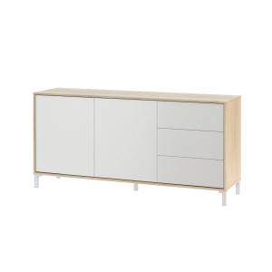 Buffet effet bois beige, blanc 154x41 cm