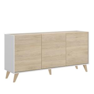 Buffet effet bois beige, blanc 155x43 cm