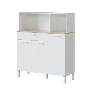 Buffet effet bois beige, blanc 160x40 cm