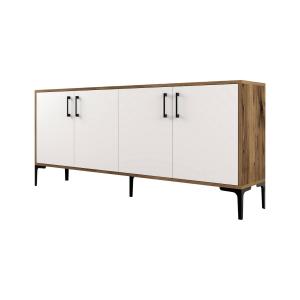 Buffet effet bois beige, blanc 180x35  cm