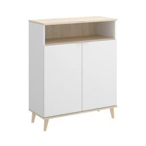 Buffet effet bois beige, blanc 80x40 cm