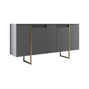 Buffet effet bois beige foncè, doré 160x35h80 cm