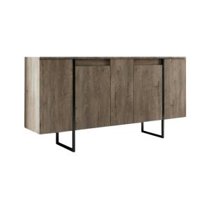 Buffet effet bois beige foncè, noir 160x35h80 cm