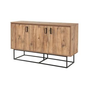 Buffet effet bois beige, noir 140x40 h80 cm