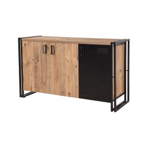 Buffet effet bois beige, noir 140x45 h80 cm