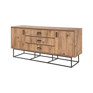 Buffet effet bois beige, noir 180x45 h80 cm