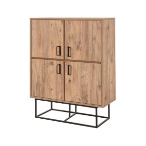 Buffet effet bois beige, noir 93x36 h115 cm