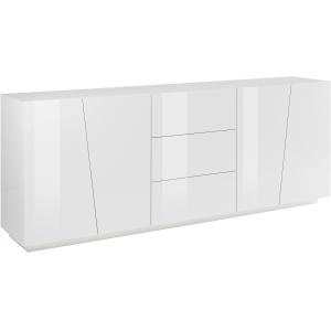 Buffet effet bois blanc brillant 220x43 cm