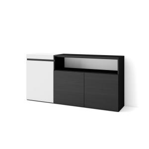 Buffet effet bois blanc et noir 150x35x75cm