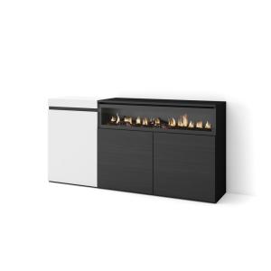 Buffet effet bois blanc et noir 150x35x75cm cheminée effet…