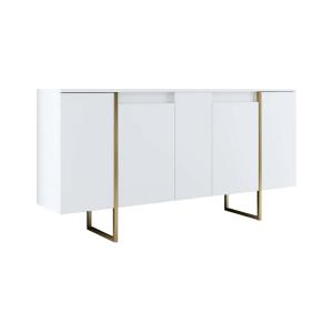 Buffet effet bois blanc, or 160x35h80 cm