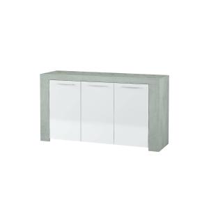 Buffet effet bois ciment, blanc 144x42 cm