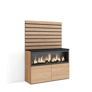 Buffet effet bois de chêne 107x35x145cm cheminée effet feu…