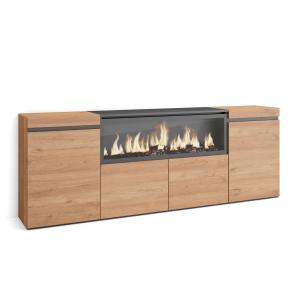 Buffet effet bois de chêne 208x35x75cm cheminée effet feu X…