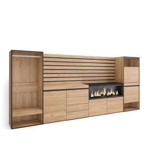 Buffet effet bois de chêne 334x35x145cm cheminée effet feu…