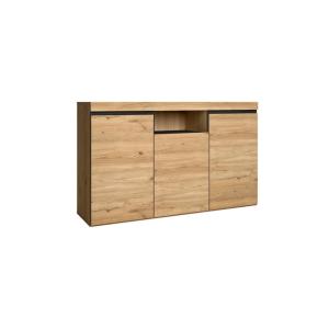 Buffet effet bois de chêne et noir 140x40x81cm