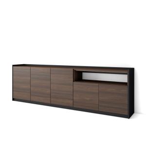 Buffet effet bois de chêne foncé et noir 260x37x80cm
