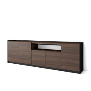 Buffet effet bois de chêne foncé et noir 263x37x80cm