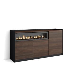 Buffet effet bois de chêne foncé noir 156x37x80cm cheminée…