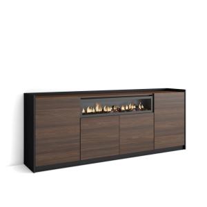 Buffet effet bois de chêne foncé noir 207x37x80cm cheminée…