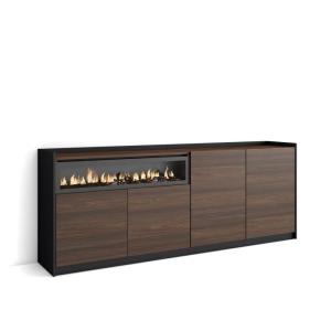 Buffet effet bois de chêne foncé noir 210x37x80cm cheminée…