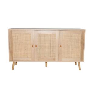 Buffet effet bois et cannage 3 portes 120 cm