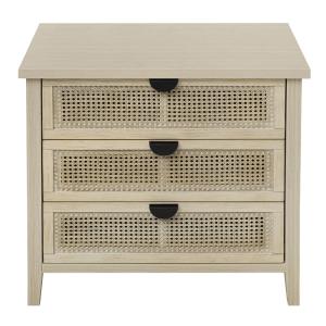 Buffet effet bois et rotin à 3 tiroirs 80x40x80cm