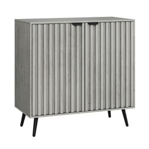 Buffet effet bois gris bords rainurés 2 portes 80*39*80cm