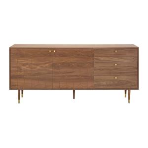 Buffet effet bois naturel foncé, doré