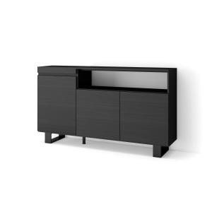 Buffet effet bois noir 150x35x87cm avec pieds