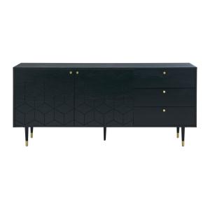 Buffet effet bois noir, doré