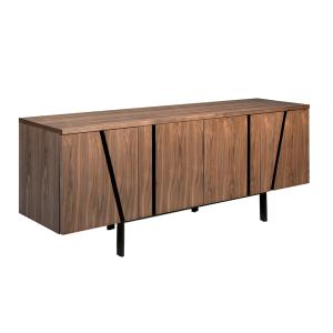 Buffet effet bois noyer et acier noir