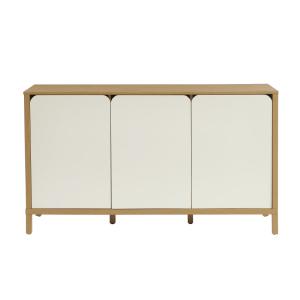 Buffet  effet chêne 3 portes blanches 140cm