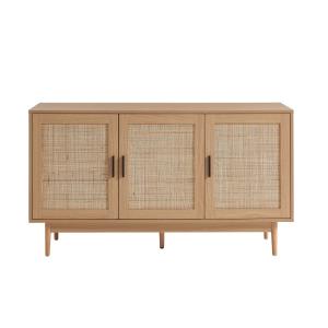Buffet  effet chêne et cannage rotin 130cm