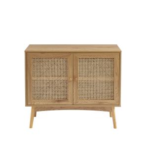 Buffet  effet chêne et cannage rotin 90cm