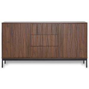 Buffet effet chêne foncé grainé vintage 3D ondulé 3 tiroirs…