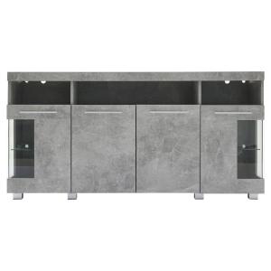 Buffet effet gris ciment et verre avec éclairage LED