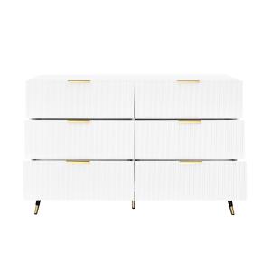 Buffet élégant blanc design moderne, 6 tiroirs poignets