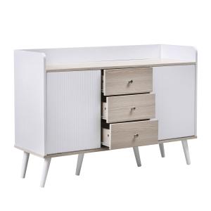 Buffet élégant blanc effet bois blanc 3 tiroirs