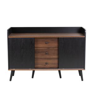 Buffet élégant vintage effet bois noyer et noir avec 2 port…