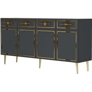 Buffet en aggloméré 4 portes belly anthracite, doré