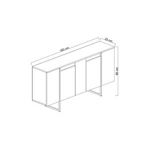 Buffet en aggloméré pieds en métal luxe noyer et doré