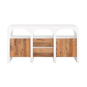Buffet en béton blanc cassé et bois