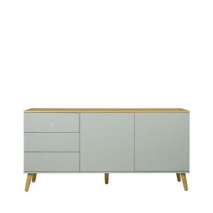 Buffet en bois 2 portes 3 tiroirs L162cm vert d'eau