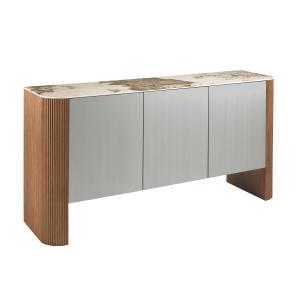 Buffet en bois argenté, noyer et plateau en marbre de porce…