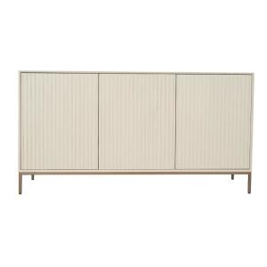 Buffet en bois beige 3 portes rainurées 165 cm