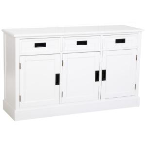 Buffet en bois blanc avec 3 portes et 3 tiroirs 135x40x80,5…