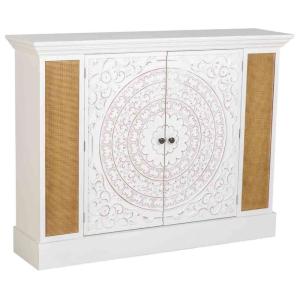 Buffet en bois blanc vieilli avec 2 portes 130x33x99h cm