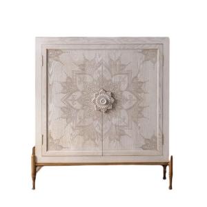 Buffet en bois blanchi à 2 portes L85