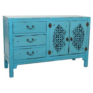 Buffet en bois bleu 106x36x68h